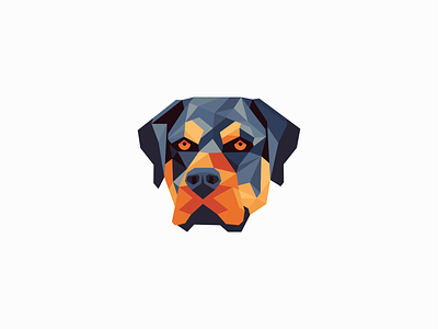 Geometric Rottweiler Logo abstract animal branding colors complex design dog emblem friend geometric icon illustration logo low poly mark modern pet rottweiler vector vet