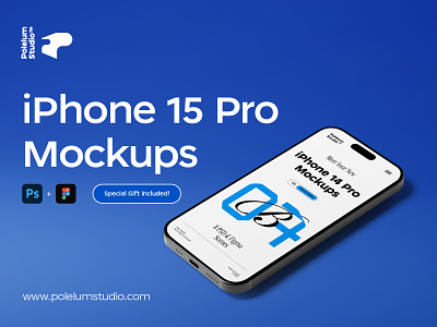iPhone 15 Pro Mockups branding bundle design device download figma graphic design identity iphone logo mockups psd template typography