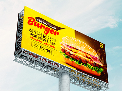 Burger Billboard Design 2d 3d animation banner behance billbord branding burger creative creative logo design dribbble graphic design graphicdesignui illustration logo idea motion graphics social media ui vector