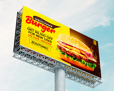 Burger Billboard Design 2d 3d animation banner behance billbord branding burger creative creative logo design dribbble graphic design graphicdesignui illustration logo idea motion graphics social media ui vector