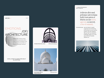 Landing page Emotions of architecture Mobile website architecture grid minimalism mobile design mobile website responsive design responsive website typography ui ux web webdesign website