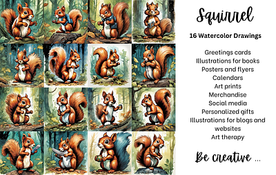 Squirrel - Watercolor watercolor