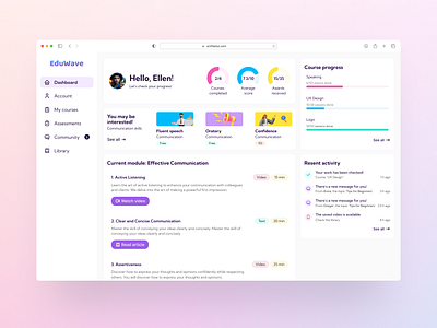 Dashboard for learning platform dashboard education lerning platform platfom ui ux