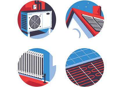 Four things you can have in your home now (Which?) boiler heating home house icon illustration pump radiator solar thermal