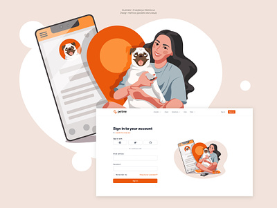 "Petine" Pet Search Service character dog girl character husky illustration jack russell terrier man character mobile pet phone pug search service vector vector illustration vectorart web site