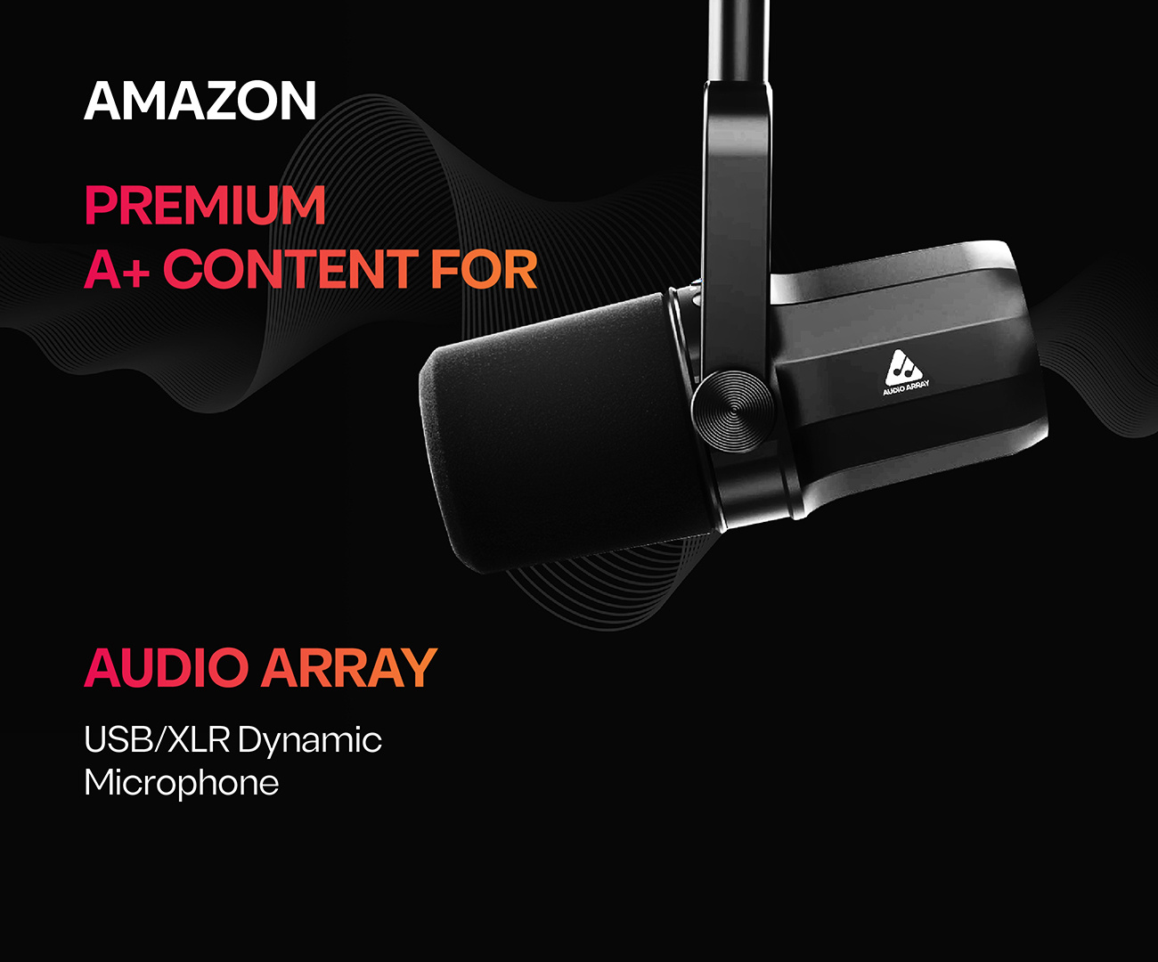 Amazon Premium A+ Content for Audio Array a content amazon amazon a amazon branding amazon ebc amazon listing amazon product brand brand identity branding design enhanced brand enhanced brand content graphic design illustration microphone premium a premium amazon content visual identity