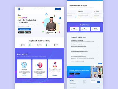 Adkrity - Website ads website ads with ai ai clean crm design digital product digital website hero section landing page minimal real project run ads website ui uiux ux website