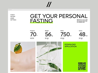 Intermittent Fasting App analysis animation dashboard design diet health healthcare homepage interaction interface landing landing page manage motion statistics track ui ux web website