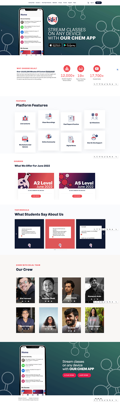 Chem with Bilal (WordPress) edtech elearning ui web design wordpress