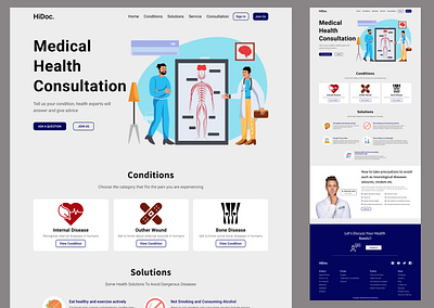 "HiDoc" Health Website app branding consultation design doctor healthy healthyweb medical ui ux website