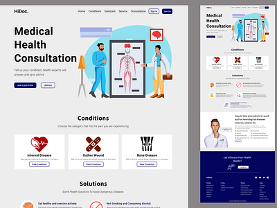 "HiDoc" Health Website app branding consultation design doctor healthy healthyweb medical ui ux website