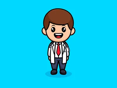 Mr. Doctor Cute Cartoon Illustration boy cartoon colorful drug fullwhite hospital illustration inject patient people profesion white work