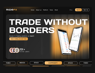 RideFx | hero section branding chart crypto design develop forex graph graphic design hero landing stock traders trading ui uiux ux web web designe webdesigne website