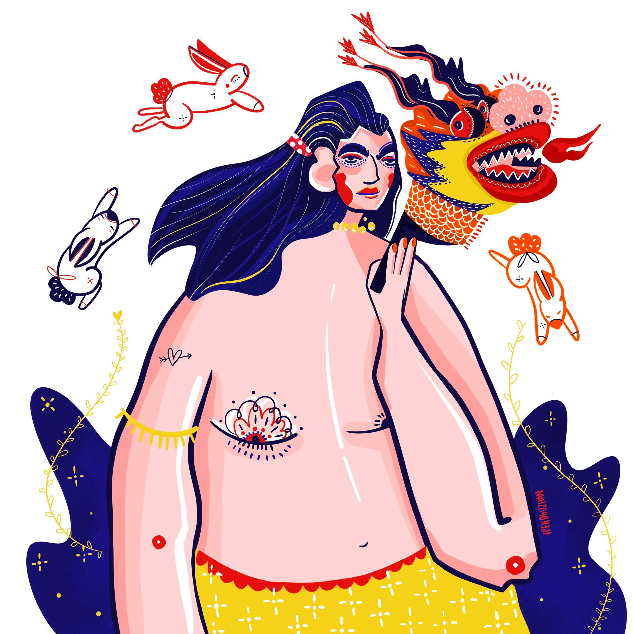 Rabbit Year Chinese Girls Illustration art artist character digital art girl girls graphic design illustration new year rabbit rabbit year chinese