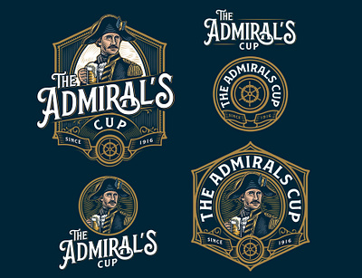 The Admirals Cup branding design engraving graphic design ill illustration logo typography vector