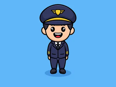 The Pilot Cute Cartoon Illustration boy cartoon cloud fly illustration meter pilot plane profesion radar skyline space strongman work