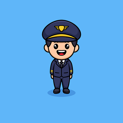 The Pilot Cute Cartoon Illustration boy cartoon cloud fly illustration meter pilot plane profesion radar skyline space strongman work