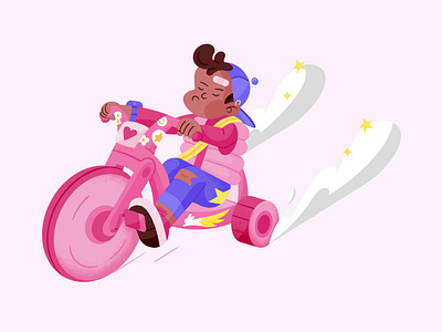 Tricycle 2d adobe illustrator art bicycle character character design clean colouful design digital art fun illustration kid pink texture
