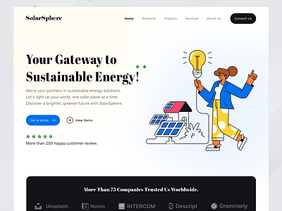 Sustainable Energy Website app concept design header homepage illustration interface landing page minimal ui ui ux ui design ui elements web web design