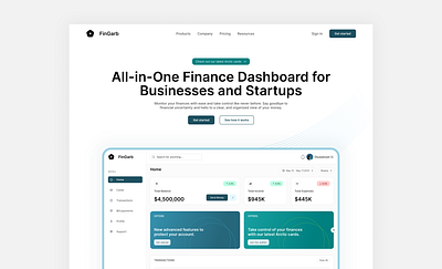 FinGarb - A Finance Landing page website branding dashboard finance fintech landing page logo saas ui ux website