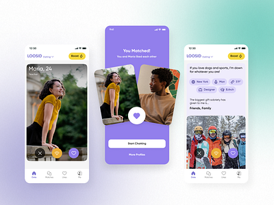 Loosid Dating App app branding design figma loosid mobile sober sobriety ui ux