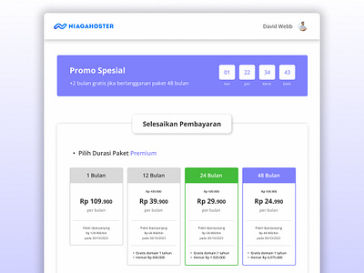 Hosting Service Checkout Page UI Redesign cards clean cloud comparation discount final price hero hosting isometric minimal network packets payment method promo review saas server testimonial ui website