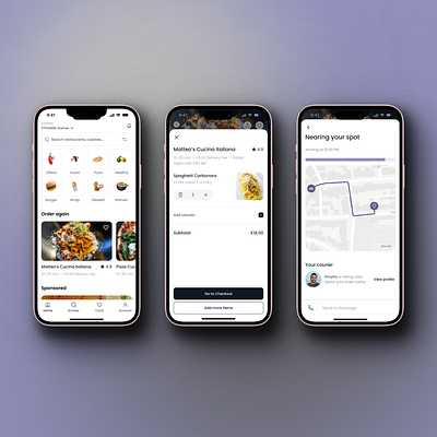 EatSpot - Food Delivery Mobile App clean design delivery mobile app food delivery food tracking app ios app mobile app order a meal product design restaurants tracking map ui user experience user interface user research ux uxui