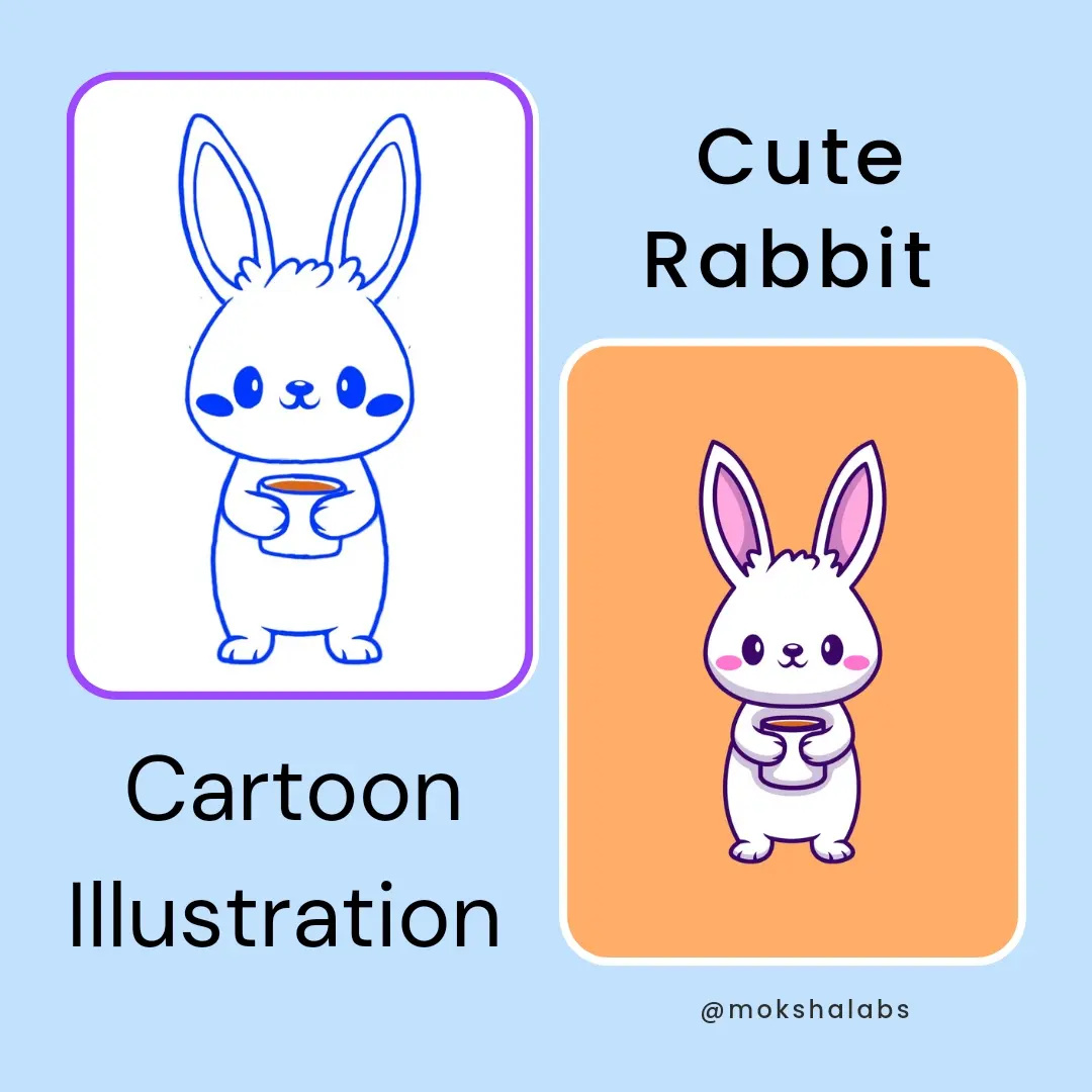 a close up of a cartoon bunny holding a cup of coffee fluffy