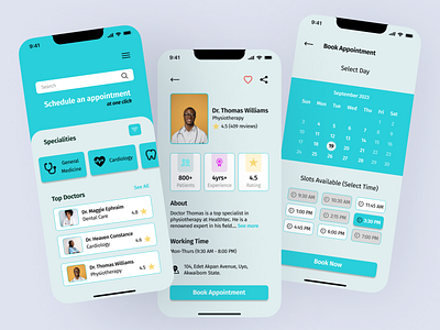 Doctor's appointment design doctors appointment medicals mobile view ui