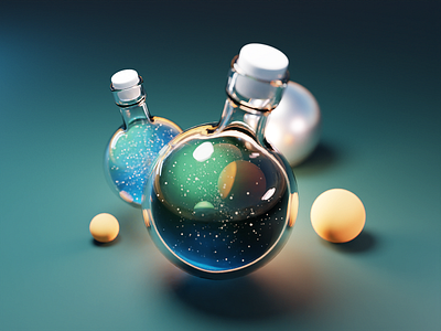 Space in the Bottle Tutorial 3d blender bottle design glass icon illustration planets render space tutorial