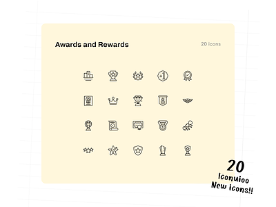20 Award and Reward Icons - Iconuioo adobe xd award figma icon icon pack icon set illustrator line icons marketing icons outlined icons presentation icons reward sketch stroke icons svg icons