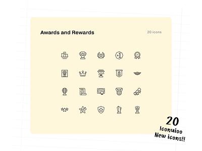 20 Award and Reward Icons - Iconuioo adobe xd award figma icon icon pack icon set illustrator line icons marketing icons outlined icons presentation icons reward sketch stroke icons svg icons