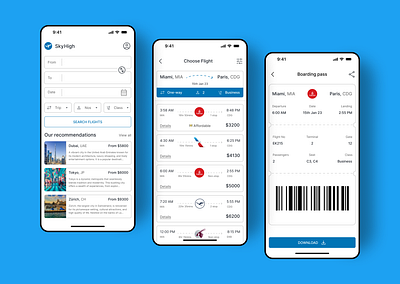Flight ticket booking | Sky High app application design designer figma ui uiux