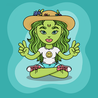 Healing Hippie Character branding concept art design graphic design illustration