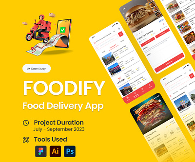 Foodify - Food Delivery App app design delivery app figma food delivery graphic design mobile mobile app mobiledesign prototype ui uiux