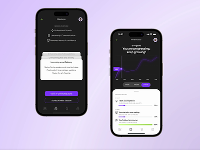 MentorAI • Mobile App Concept ai app cards chatbot coaching graph interaction mobile mobile design ui