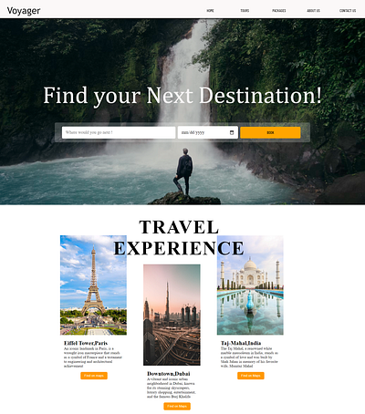 Voyager- Travel Website branding css html graphic design logo ui