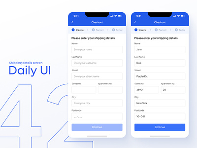 Daily UI #42 - Shipping details screen app checkout dailyui delivery delivery details design e commerce form input field interface ios minimalistic mobile mobile app shipping shipping details simple ui uiux ux