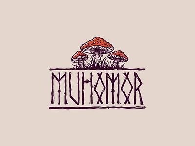 Muhomor fly agaric flytrap illustration lettering logo logotype mushroom