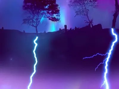 Night Lightning Zoom animation illustration lightning pan trees zoom
