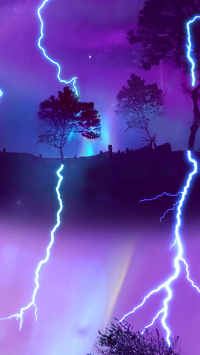 Night Lightning Zoom animation illustration lightning pan trees zoom
