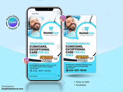 Dentistry Promotional Instagram Story Template canva canva social media post design dental dental instagram post template dental instagram story banner dentist dentistry social media post social media post canva template