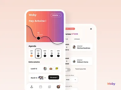 Hot Desking app desking efficiency gradient hot deskting meeting room ui work workspace