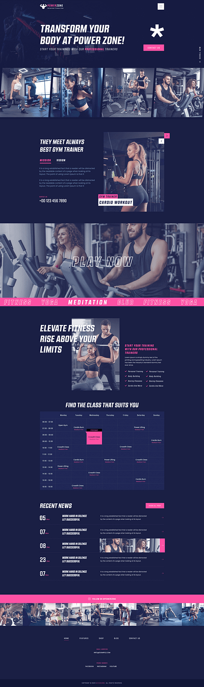 PowerZone - Fitness, Workout & Gym Figma Template creative design figma hero section homepage product design template ui uiux website