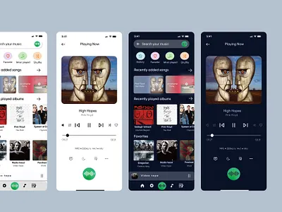 Green music player branding graphic design logo motion graphics ui