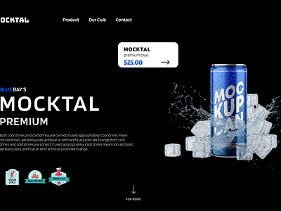 MOCKTAIL COOLDRINK LANDING PAGE 3d animation app branding dailyui design graphic design illustration logo motion graphics ui ux vector