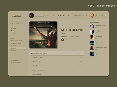 Music Player | Daily UI Challenge #009 009 album clean dailyui dailyui009 dailyuichallenge design figma figmadesign figmauidesign minimal music musicplayer musicplaylist neutral neutralcolors ui uidesign ux uxdesign