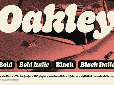 Oakley Typeface display font display serif font family mark van leeuwen oakley rounded serif font serif typeface seventies sixties smooth soft vintage font