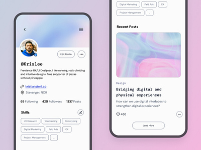 DAY 006 / PROFILE bubble gum gradient mobile profile profile page ui ux