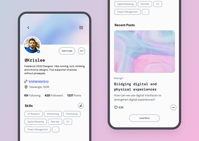 DAY 006 / PROFILE bubble gum gradient mobile profile profile page ui ux